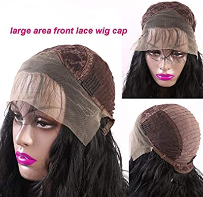 Giannay Glueless Lace Front Wigs for Black Women Long Curly Wigs with Baby Hair Natural Wave Synthetic Wig Heat Resistant Fiber Hair 180% Density Lace Wigs Black Color