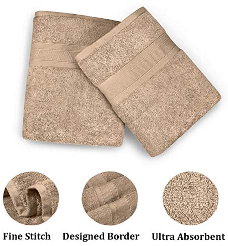 TRIDENT Soft and Plush, 100% Cotton, Highly Absorbent, Bathroom Towels, Super Soft, 6 Piece Towel Set (2 Bath Towels, 2 Hand Towels, 2 Washcloths), 500 GSM