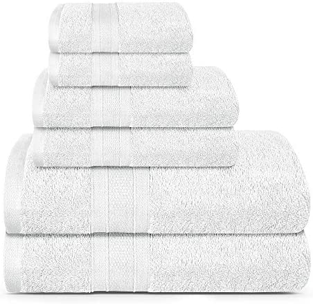 TRIDENT Soft and Plush, 100% Cotton, Highly Absorbent, Bathroom Towels, Super Soft, 6 Piece Towel Set (2 Bath Towels, 2 Hand Towels, 2 Washcloths), 500 GSM