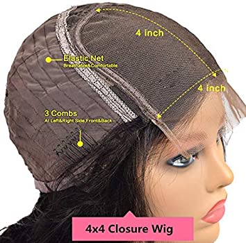 Colored Straight Transparent 4X4 Lace Closure Wig Brazilian Invisible Burgundy Lace Front Wigs Human Hair Pre Plucked With Baby Density 150