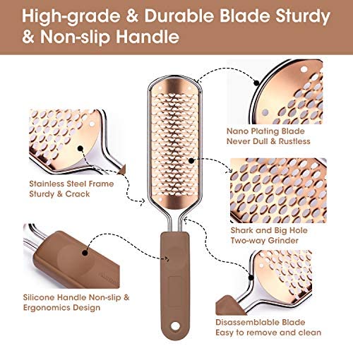 Oneleaf 2PCS Professional Pedicure Rasp Foot File Cracked Skin Corns Callus Remover for Extra Smooth and Beauty Foot … (Rose)