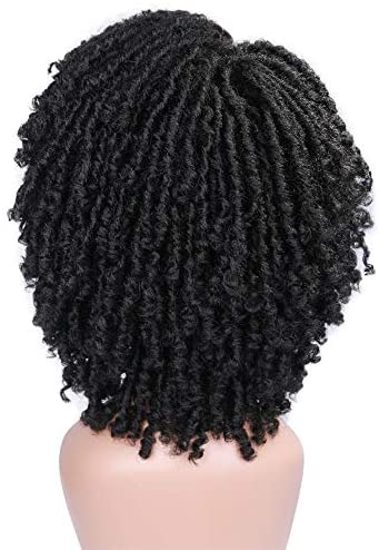 HANNE Dreadlock Wig Short Twist Wigs for Black Women and Men Afro Curly Synthetic Wig