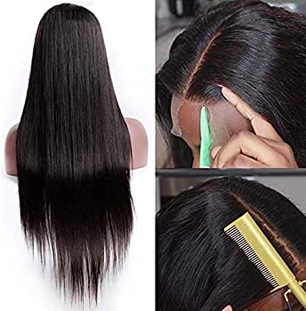 ISEE Hair Brazilian Virgin Lace Front Wigs Human Hair Straight Glueless Wig with Natural Hairline for Black Women (20 Inches, Lace Front Wig)