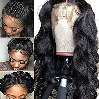 Ucrown Hair Lace Front Wigs Brazilian Body Wave Human Hair Wigs For Black Women (16-30 inch) 150% Density Pre Plucked with Baby Hair Natural Black