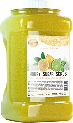 SPA REDI – Lemon & Lime Honey Sugar Scrub, Exfoliating, Hydrating & Nourishing, Infused with Natural Oils and Vitamins C, E & A (Retinol) for Glowy Smooth Skin - 128oz Gallon