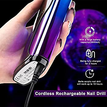 Professional Cordless Nail Drill Machine, Lavinda Rechargeable 35,000RPM Skyspace E File, Portable Electrical Nail File for Acrylic Nails with Upgrade Carbide Tungsten Drill Bits Protective Case
