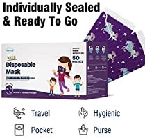 WeCare Kids Face Mask Disposable - 50 Pack - Individually Wrapped - Adorable Unicorn for Girls and Boys - Soft on Skin, 3 Ply - 5.7" x 3.7" Children's Size - Back to School Ready!