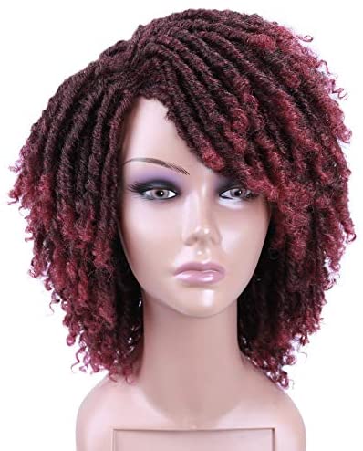 HANNE Dreadlock Wig Short Twist Wigs for Black Women and Men Afro Curly Synthetic Wig