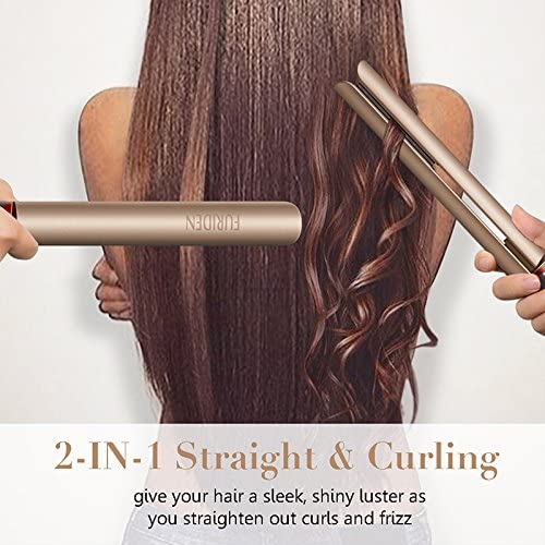 Professional Hair Straightener, Flat Iron for Hair Styling: 2 in 1 Tourmaline Ceramic Flat Iron