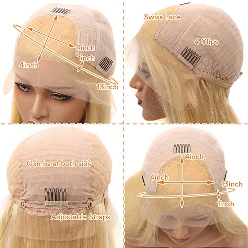 613 Lace Front Wigs Human Hair 13x4 HD Blonde Lace Front Wigs Human Hair Body Wave 613 hd lace frontal wig 150% Density Pre Plucked with Baby Hair for Women (18 inch)