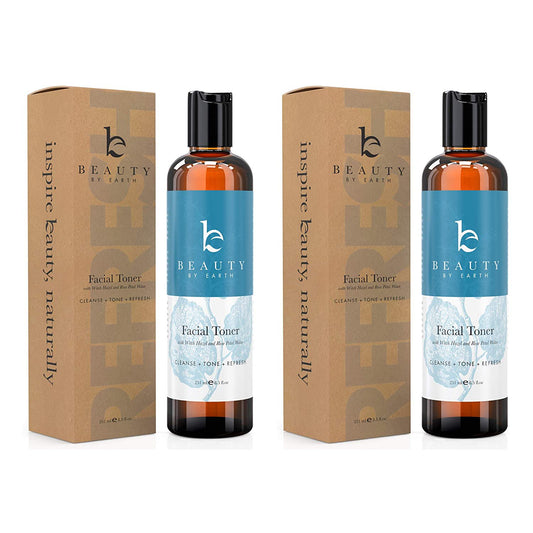 Witch Hazel Face Toner - with Organic Rose Water, Hydrating Aloe Vera, Rosewater Toner for Face, Skin Toner pH Balancing Skin Care Products, Beauty Products for Women (2 Bottles)