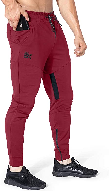 Mens Thigh Mesh Gym Jogger Pants, Men's Casual Slim Fit Workout Bodybuilding Sweatpants with Zipper Pocket