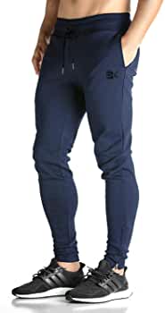 Mens Zip Joggers Pants - Casual Gym Workout Track Pants Comfortable Slim Fit Tapered Sweatpants with Pockets