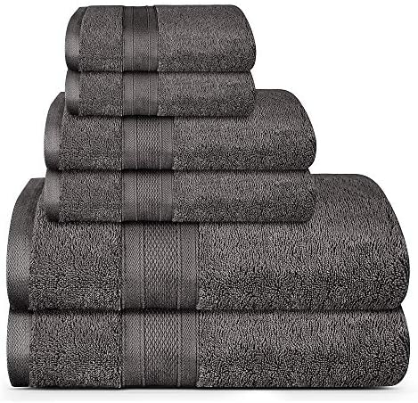 TRIDENT Soft and Plush, 100% Cotton, Highly Absorbent, Bathroom Towels, Super Soft, 6 Piece Towel Set (2 Bath Towels, 2 Hand Towels, 2 Washcloths), 500 GSM