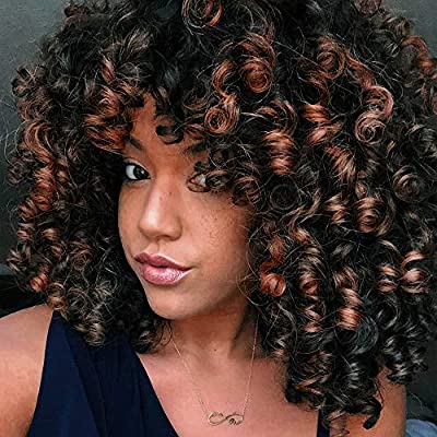 AISI HAIR Afro Kinky Curly Fully Wigs Shoulder Length Synthetic Cosplay Wigs for African American Women Natural Curly Heat Resistant Fiber Afro Hair Wigs (Magenta)