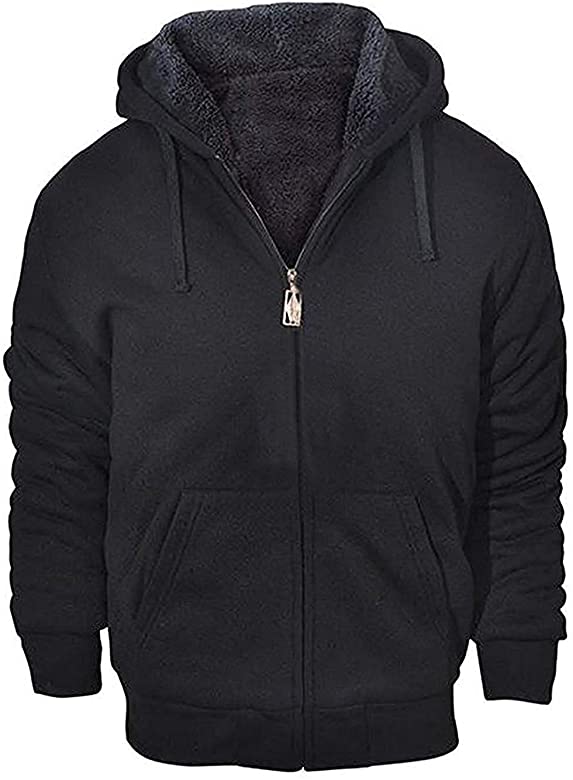 Hoodies for Men Heavyweight Fleece Sweatshirt - Full Zip Up Thick Sherpa Lined