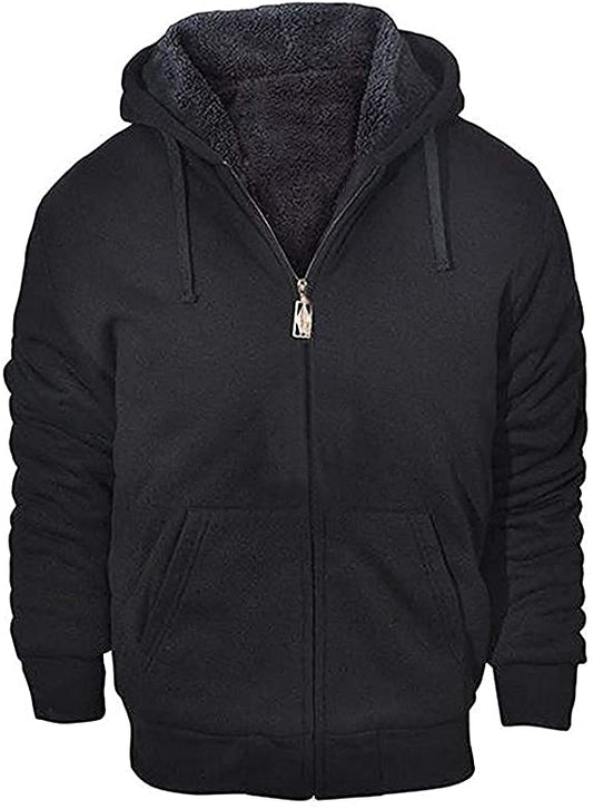 Hoodies for Men Heavyweight Fleece Sweatshirt - Full Zip Up Thick Sherpa Lined