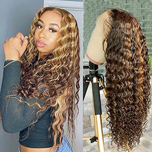 Oulaer Wig Deep Wave Curly Wig HD Transparent 13x4 Lace Front Human Hair Wig Pre Plucked
