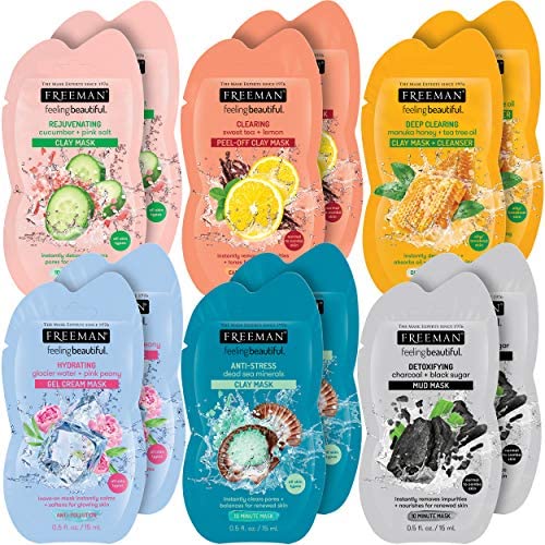 Freeman 12 Mask Party Pack - Anti-Stress Clay, Clearing Peel-Off, Deep Cleanser, Hydrating Gel, Detoxifying Mud