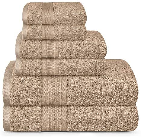 TRIDENT Soft and Plush, 100% Cotton, Highly Absorbent, Bathroom Towels, Super Soft, 6 Piece Towel Set (2 Bath Towels, 2 Hand Towels, 2 Washcloths), 500 GSM