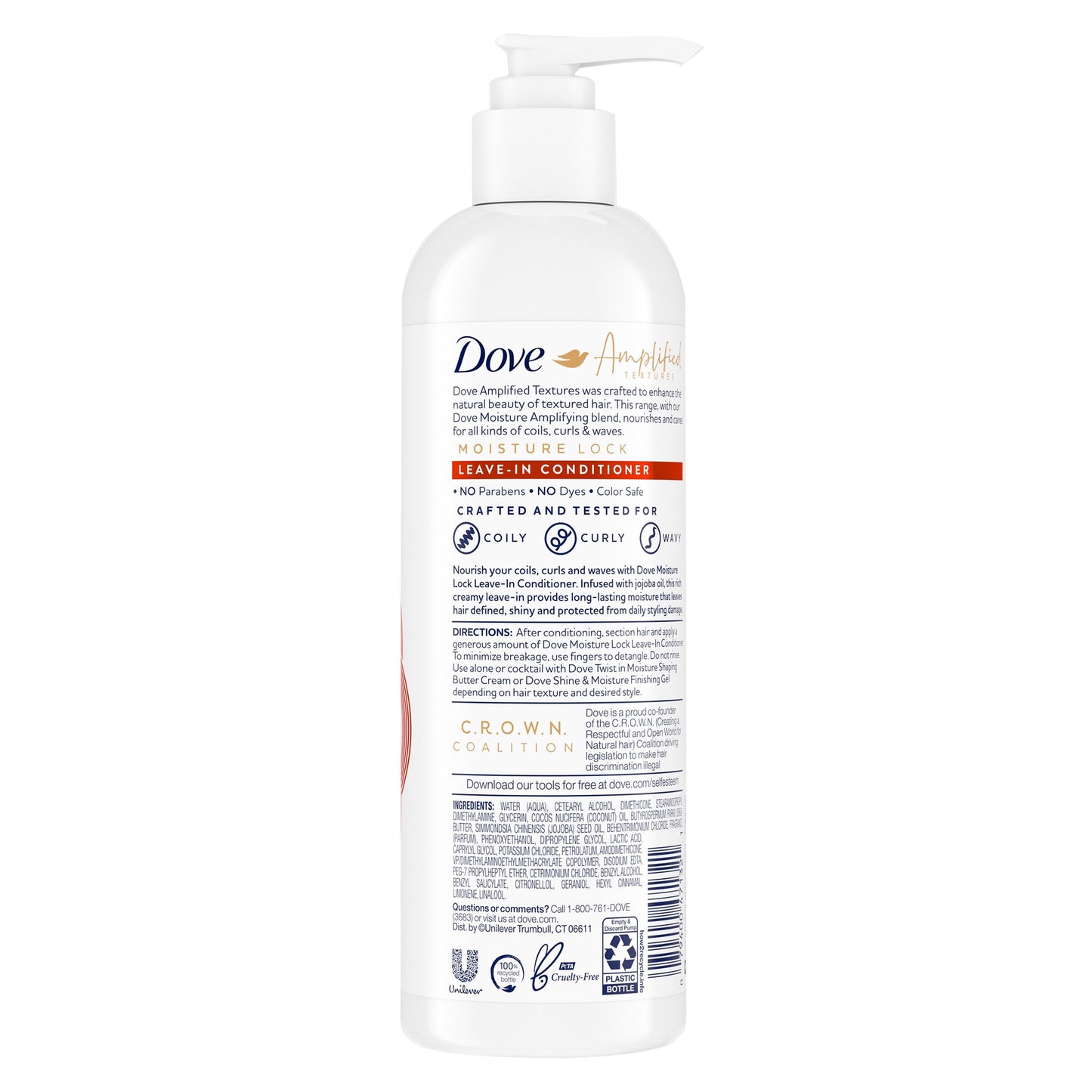 Dove Amplified Textures with Jojoba Leave-in Conditioner Moisture Amplifying Blend for Coils, Curls and Waves 11.5 oz
