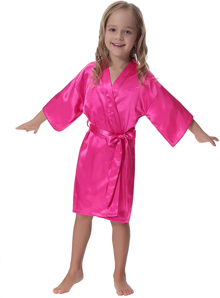 Kids' Satin Kimono Robe Bathrobe Nightgown for Spa