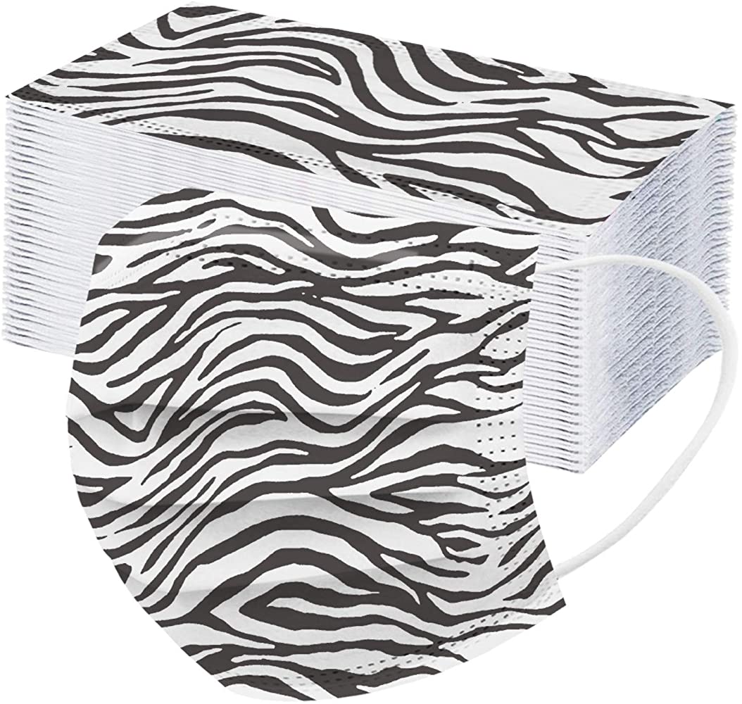 50pcs Adult Disposable Face Mask, Colorful Leopard Printed Face Covering