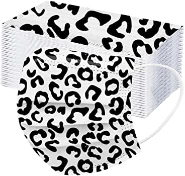 50pcs Adult Disposable Face Mask, Colorful Leopard Printed Covering