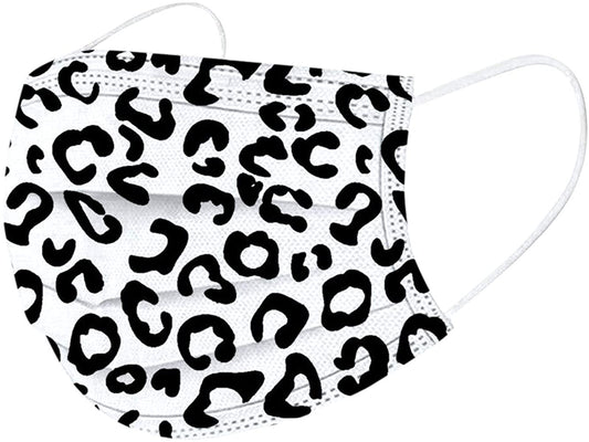 50pcs Adult Disposable Face Mask, Colorful Leopard Printed Covering