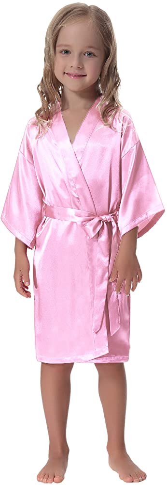 Kids' Satin Kimono Robe Bathrobe Nightgown for Spa