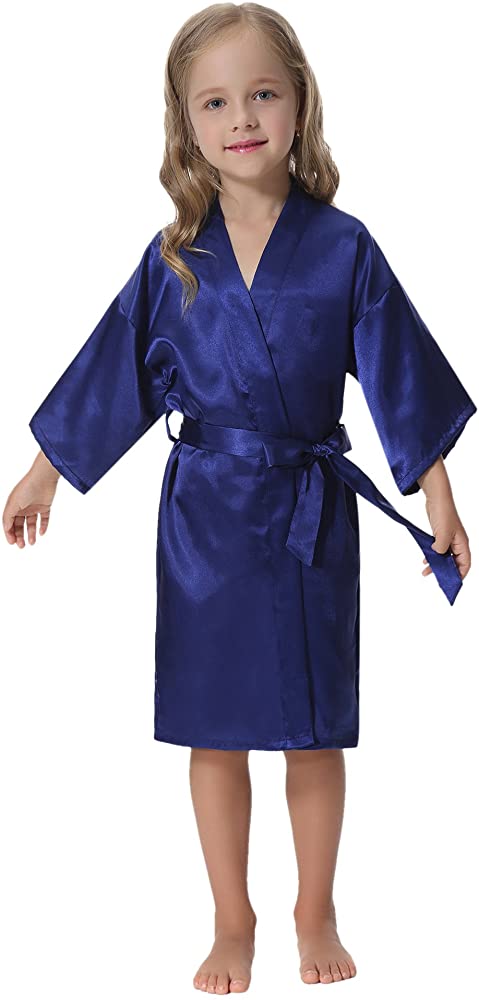 Kids' Satin Kimono Robe Bathrobe Nightgown for Spa