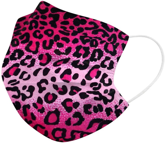 50pcs Adult Disposable Face Mask, Colorful Leopard Printed Face Covering