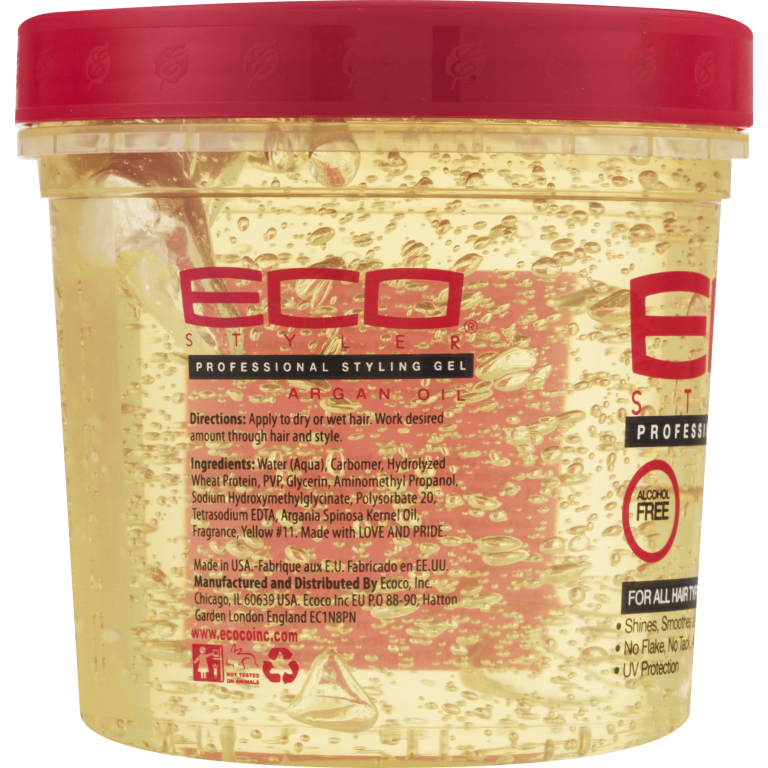 Ecoco Eco Style UV Protection Shine Enhancing Jar Hair Styling Gel with Argan Oil, 16 fl oz