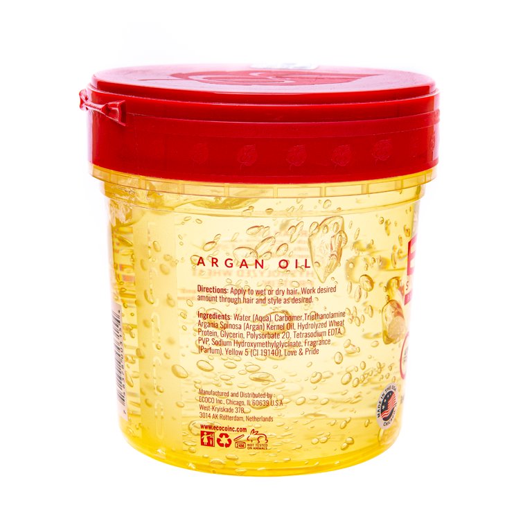 Ecoco Eco Style UV Protection Shine Enhancing Jar Hair Styling Gel with Argan Oil, 16 fl oz