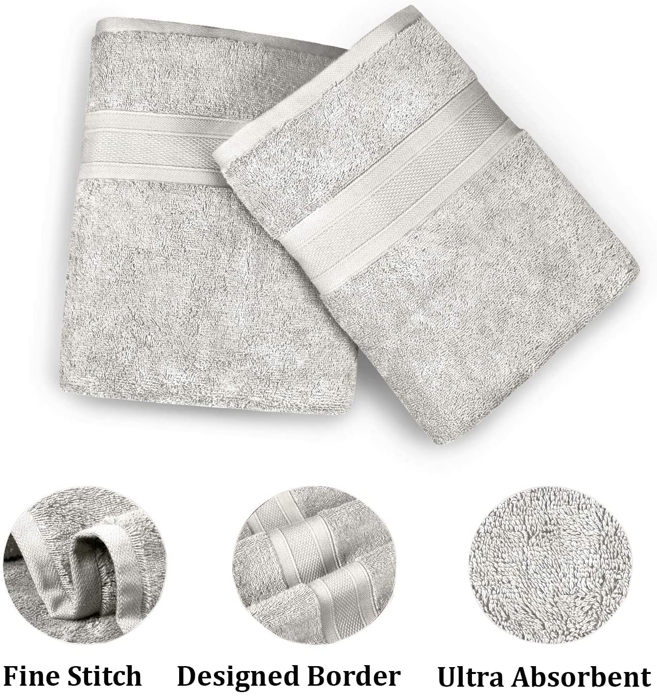 TRIDENT Soft and Plush, 100% Cotton, Highly Absorbent, Bathroom Towels, Super Soft, 6 Piece Towel Set (2 Bath Towels, 2 Hand Towels, 2 Washcloths), 500 GSM