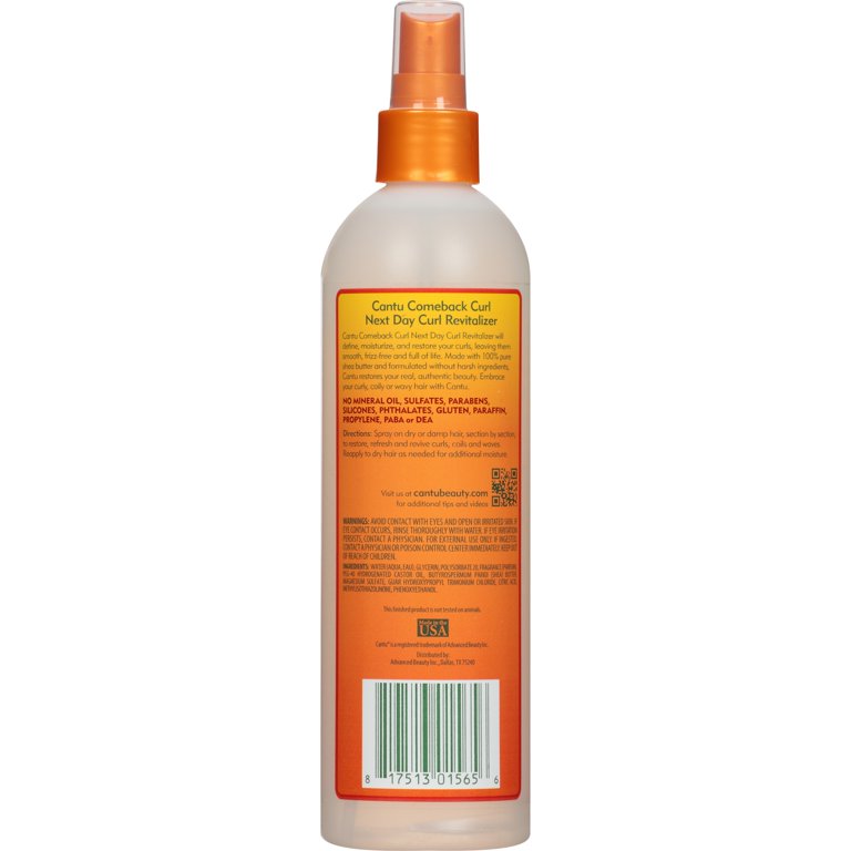 Cantu Shea Butter Spray Comeback Curl Next Day Curl Revitalizer, 12oz