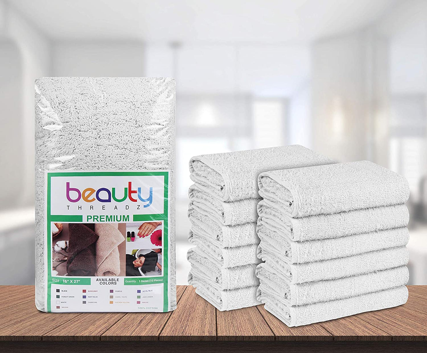 Beauty Threadz Salon Towels, 16 x 27 Inches Highly Absorbent Towels for Hand, Gym, Beauty, Hair, Spa, and Home Hair Care