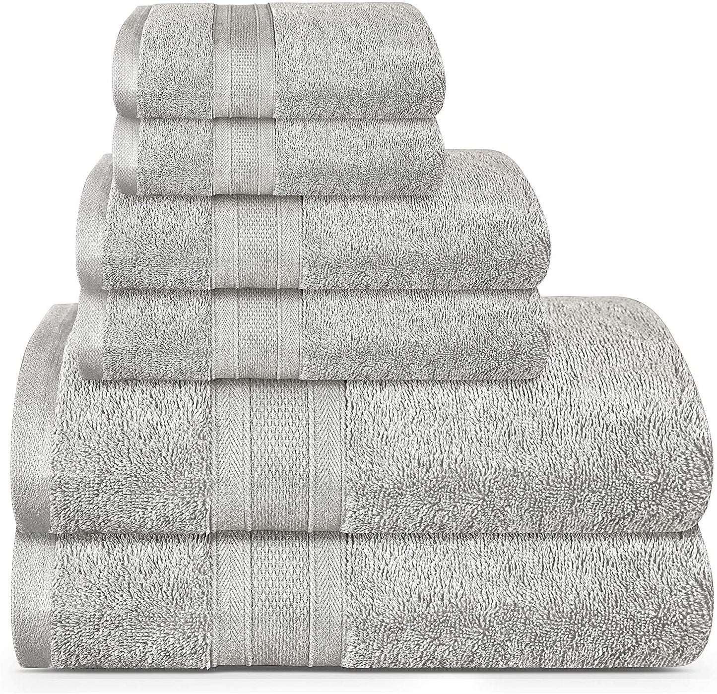 TRIDENT Soft and Plush, 100% Cotton, Highly Absorbent, Bathroom Towels, Super Soft, 6 Piece Towel Set (2 Bath Towels, 2 Hand Towels, 2 Washcloths), 500 GSM