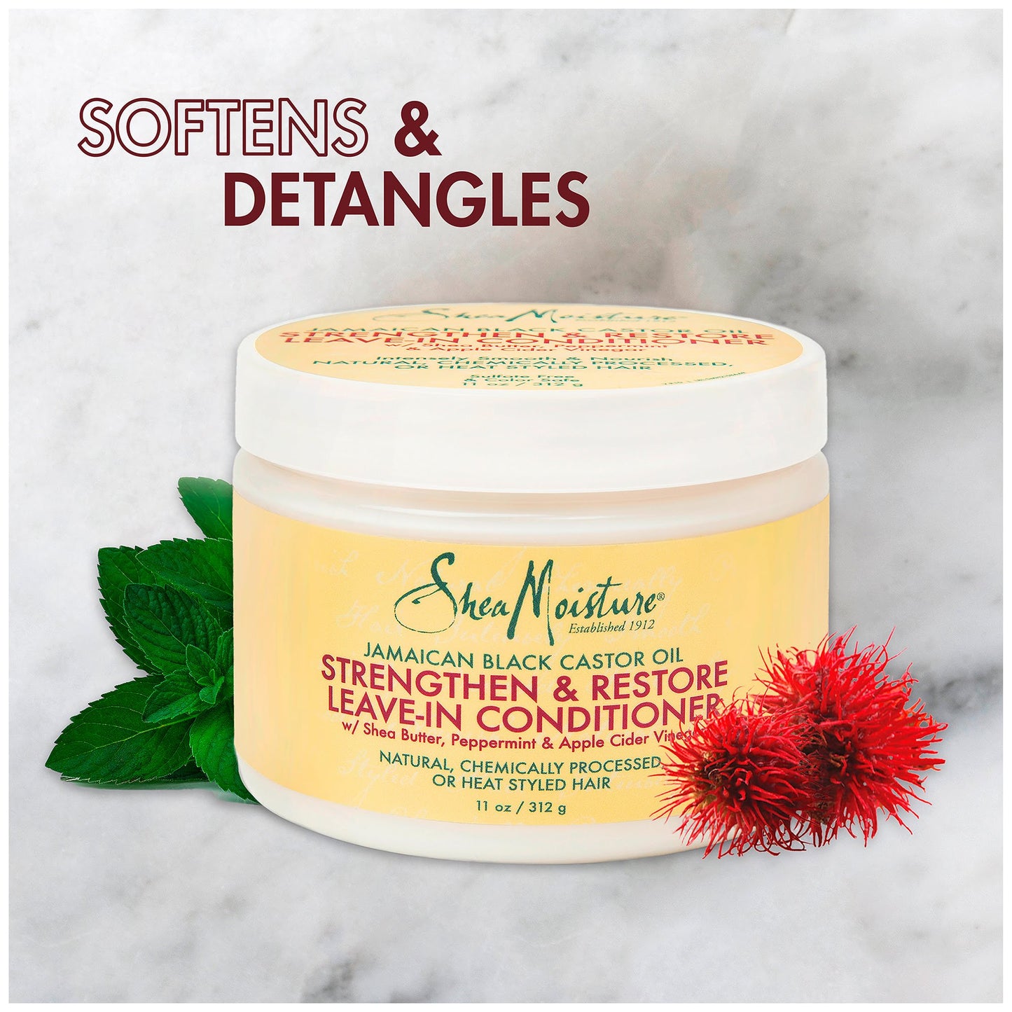 SheaMoisture Jamaican Black Castor Oil Leave In Conditioner to Soften and Detangle Hair for Over-Processed, damaged hair, 11 oz