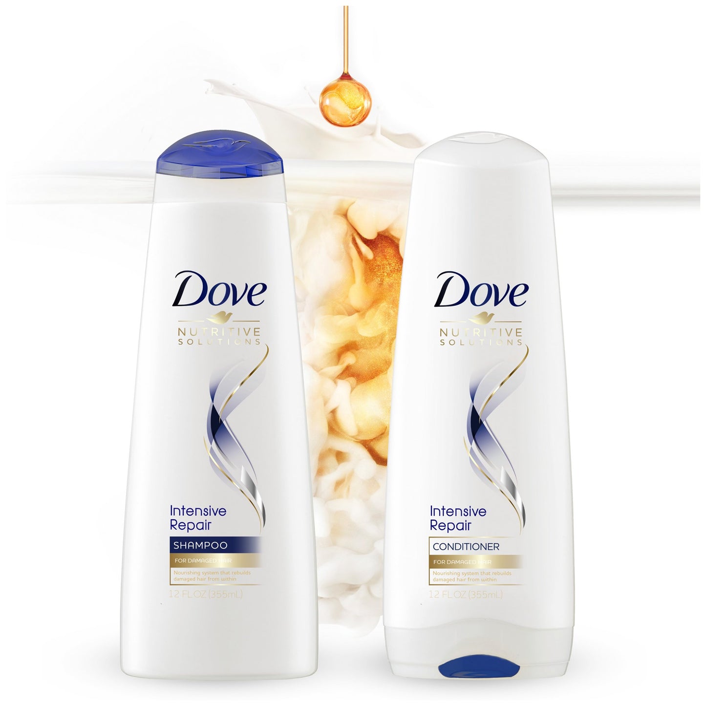 Dove Nutritive Solutions Intensive Repair Strengthening Shampoo and Conditioner Dry Hair and Deep Formulas with Keratin Actives for Damaged Hair 12 oz, 2 Count