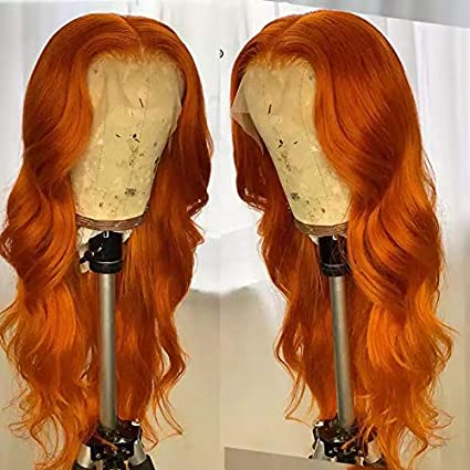 Orange Ginger Color Wavy Lace Front Wigs Human Hair 13X4 Brazilian Lace Front Human Hair Wigs Pre Plucked With Baby Hair For Women 150 Density