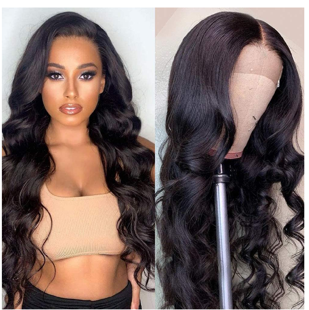 Body Wave Lace Closure Human Hair Wigs with Baby Hair Pre Plucked 150% Density 4x4 Lace Closure Front Wigs 100% Unprocessed Brazilian Virgin Body Wave Human Hair Lace Wigs (20 inch)