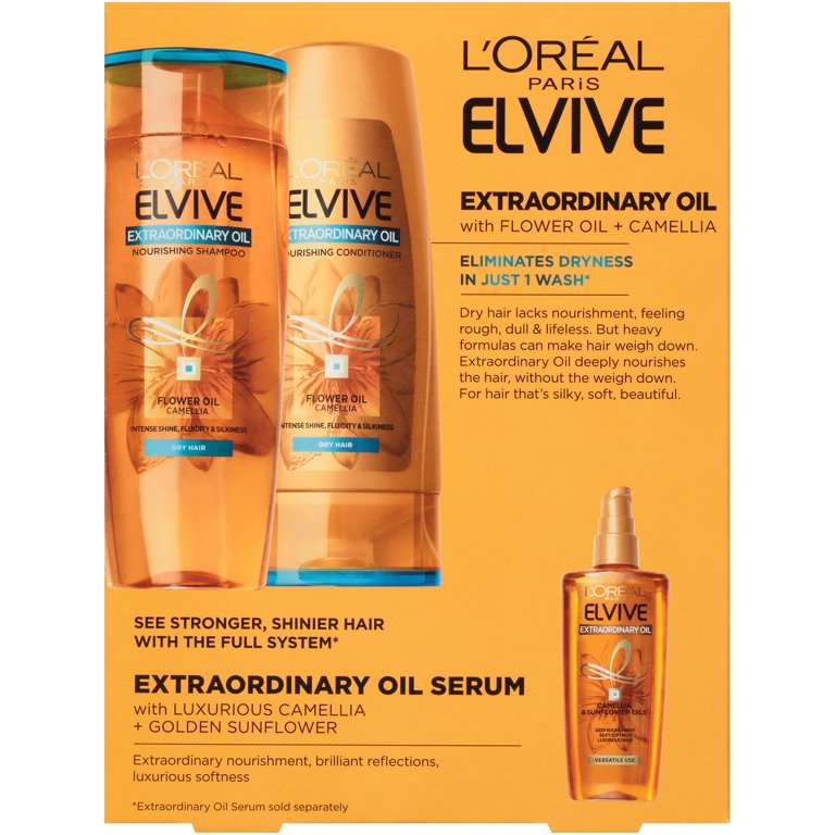L'Oreal Paris Elvive Advanced Haircare Nourishing Daily Shampoo & Conditioner with Coconut Oil, Full Size Set, 2 Piece