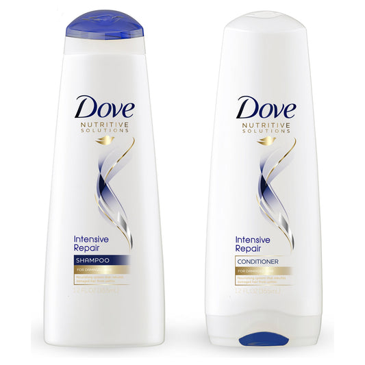 Dove Nutritive Solutions Intensive Repair Strengthening Shampoo and Conditioner Dry Hair and Deep Formulas with Keratin Actives for Damaged Hair 12 oz, 2 Count