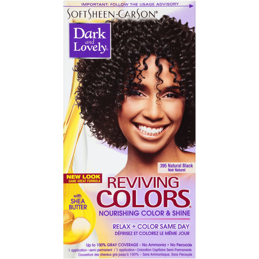 SoftSheen-Carson Dark and Lovely Semi Permanent Hair Color, Reviving Colors Nourishing Color & Shine, Natural Black 395