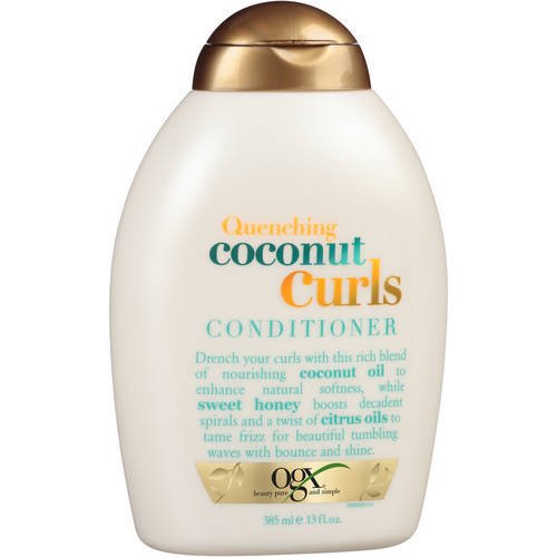 OGX Quenching + Coconut Curls Curl-Defining Conditioner, Nourishing Curly Hair Conditioner with Coconut Oil, Citrus Oil & Honey, Paraben-Free with Sulfate-Free Surfactants, 13 fl.oz