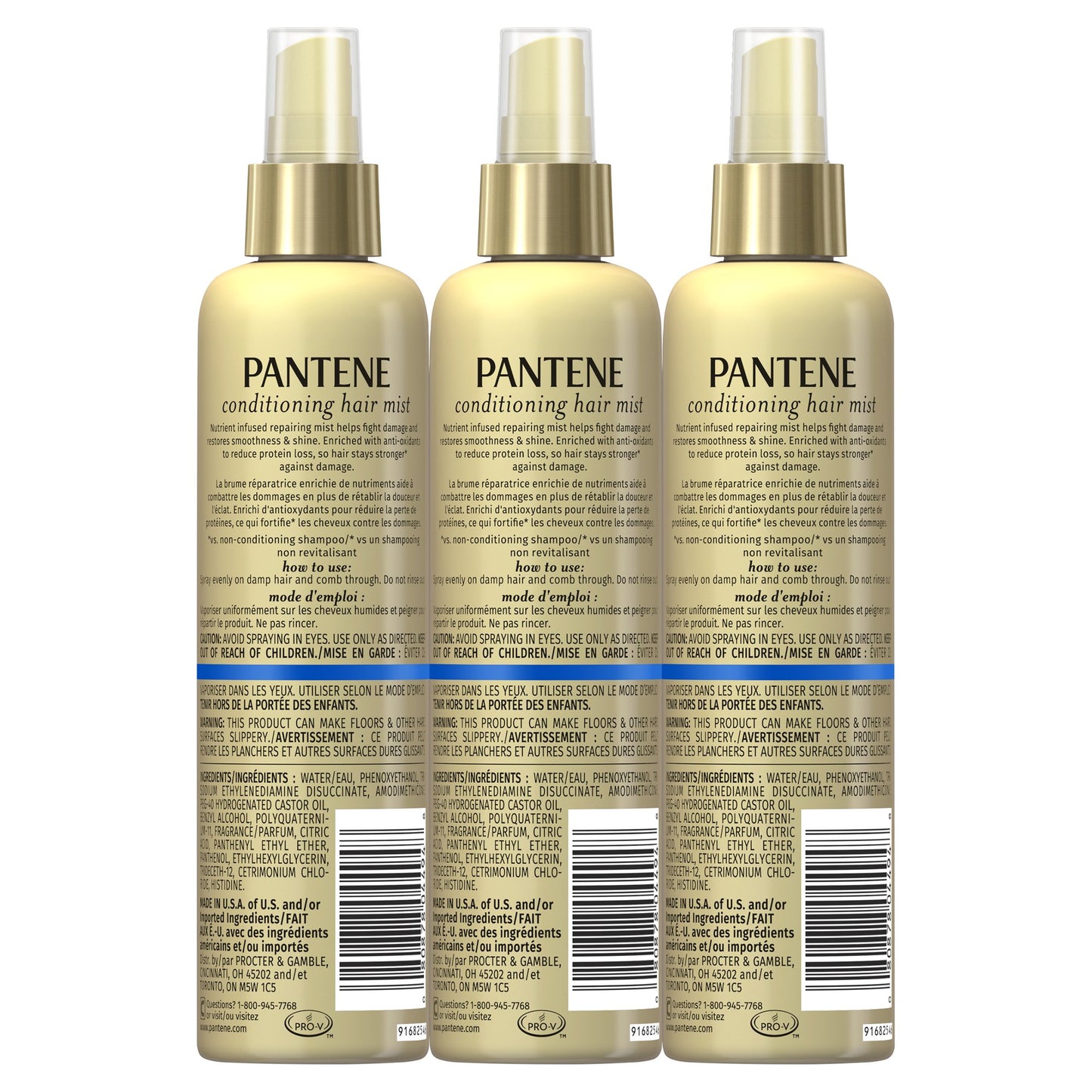 Pantene Conditioning Detangler Mist to Repair Hair, 8.5 fl oz, 3 pack