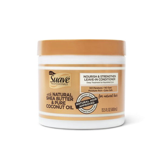 Suave Professionals for Natural Hair Nourish and Strengthen Leave-in Conditioner Paraben-Free and Dye-Free for Coily Hair 13.5 oz
