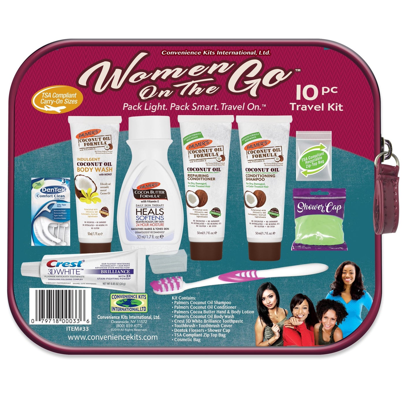 Convenience Kits International, Women’s Multicultural 10 PC Kit Featuring: Palmer’s Hair and Body Care Trial-Size Products