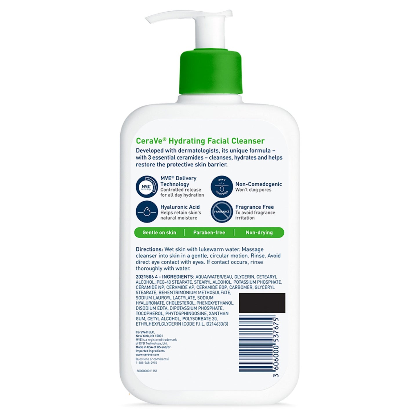CeraVe Hydrating Face Wash, Cleanser for Normal to Dry Skin, 3 &16 oz.